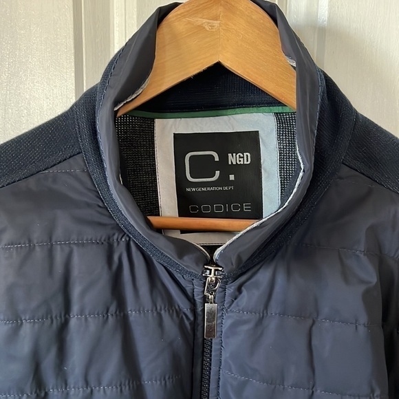 codice Men's Luxury Full Zipper Lightweight Jacket Mock Neck Navy 54 L XL - Picture 3 of 10